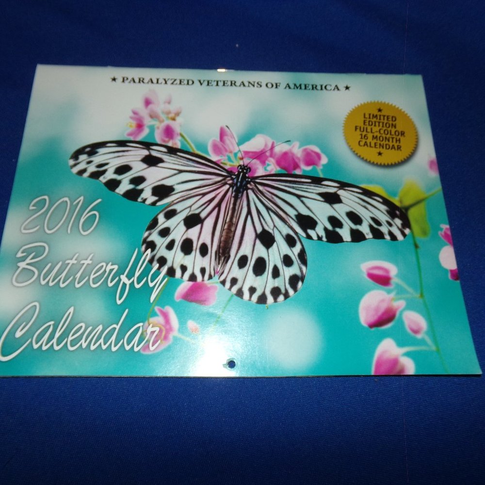 Vintage 2015/2016 Limited Edition Full Color Butterfly 16-Month Calendar